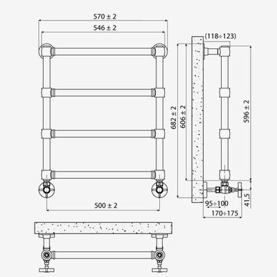 Полотенцесушитель водяной IRSAP Serenade 596/546 CL.50 B01 4 трубки хром — фото 3