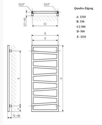 Полотенцесушитель водяной PRIOFORM QUADRO ZIGZAG VIP 1310-500 черный — фото 5