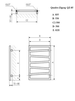 Полотенцесушитель водяной PRIOFORM QUADRO ZIGZAG VIP 835-500 белый — фото 5
