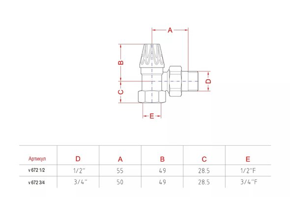 Запорная арматура Retro Style Комплект угловых вентилей RETROstyle RS 217B 1/2 + v 672 1/2 + VZD — фото 3