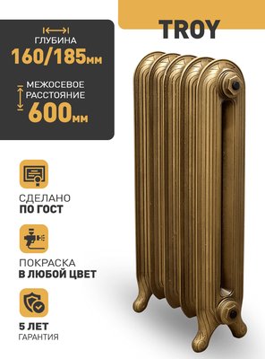 Радиатор чугунный Retro Style TROY 600 1 секция — фото 3