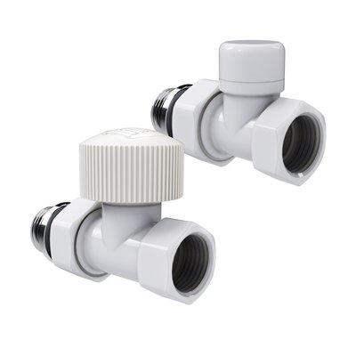 Комплект вентилей Royal Thermo Набор термостатический прямой Design 1/2"М30х1,5 (Белый) — фото 2