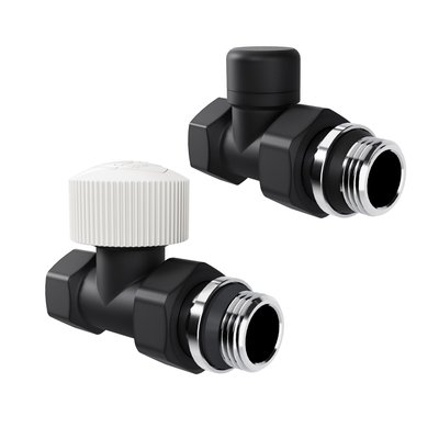 Комплект вентилей Royal Thermo Набор термостатический прямой Design 1/2"М30х1,5 (Черный) — фото 1