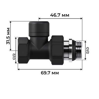 Комплект вентилей Royal Thermo Набор термостатический прямой Design 1/2"М30х1,5 (Черный) — фото 5