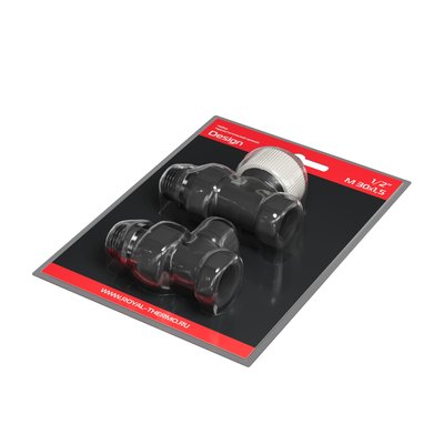 Комплект вентилей Royal Thermo Набор термостатический прямой Design 1/2"М30х1,5 (Черный) — фото 6