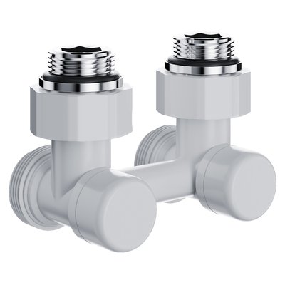 Запорная арматура Royal Thermo Узел нижнего подключения Design угловой 1/2"х3/4" EK (белый) — фото 1