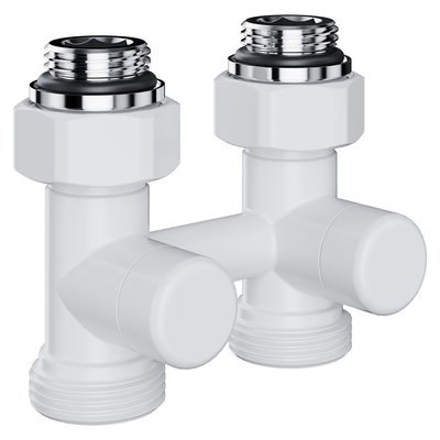 Запорная арматура Royal Thermo Узел нижнего подключения Design прямой 1/2"х3/4" EK (белый) — фото 1