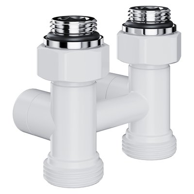 Запорная арматура Royal Thermo Узел нижнего подключения Design прямой 1/2"х3/4" EK (белый) — фото 2