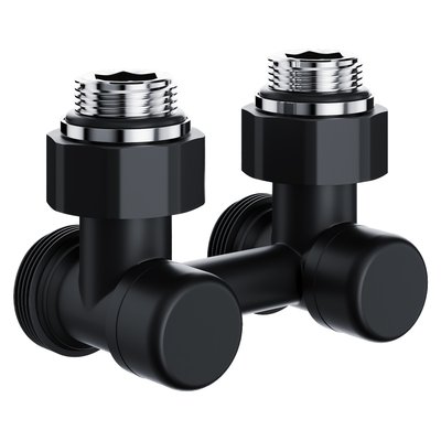 Запорная арматура Royal Thermo Узел нижнего подключения Design угловой 1/2"х3/4" EK (черный) — фото 1