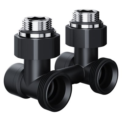 Запорная арматура Royal Thermo Узел нижнего подключения Design угловой 1/2"х3/4" EK (черный) — фото 2