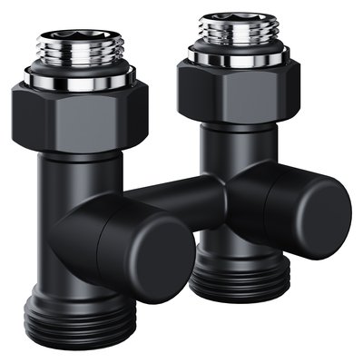 Запорная арматура Royal Thermo Узел нижнего подключения прямой 1/2"х3/4" EK (черный) — фото 1
