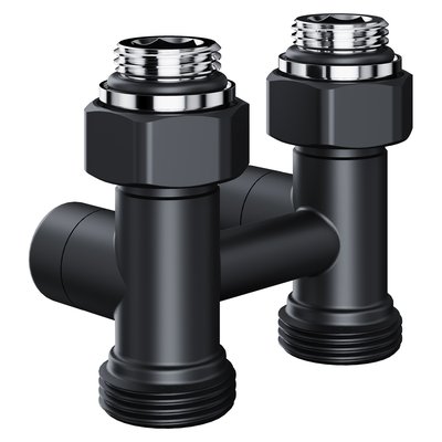Запорная арматура Royal Thermo Узел нижнего подключения прямой 1/2"х3/4" EK (черный) — фото 2