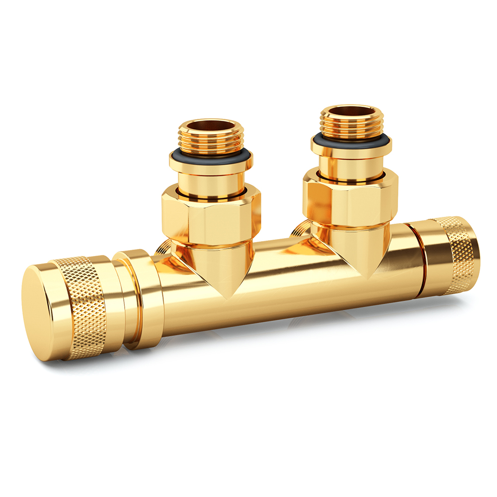 SR Rubinetterie Узел нижнего подключения угловой Tondera 1/2"х3/4"Е Золото (левый) 0683-1500D0E0