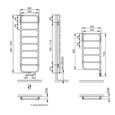 Полотенцесушитель водяной Zehnder Nobis NOB-100-050 CR хром — фото 4